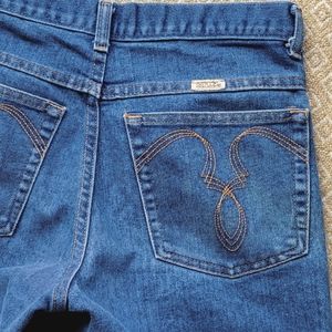 Vintage Sheplers Jeans High Waisted Loose Straight Leg Embroidered Pocket 32